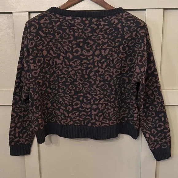 Free People Leopard Print Sweater Alpaca Wool Blend Oversized Size Small - Picture 11 of 13